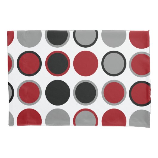 Rote, schwarze und graue Kreise Kissenbezug (Vorderseite)