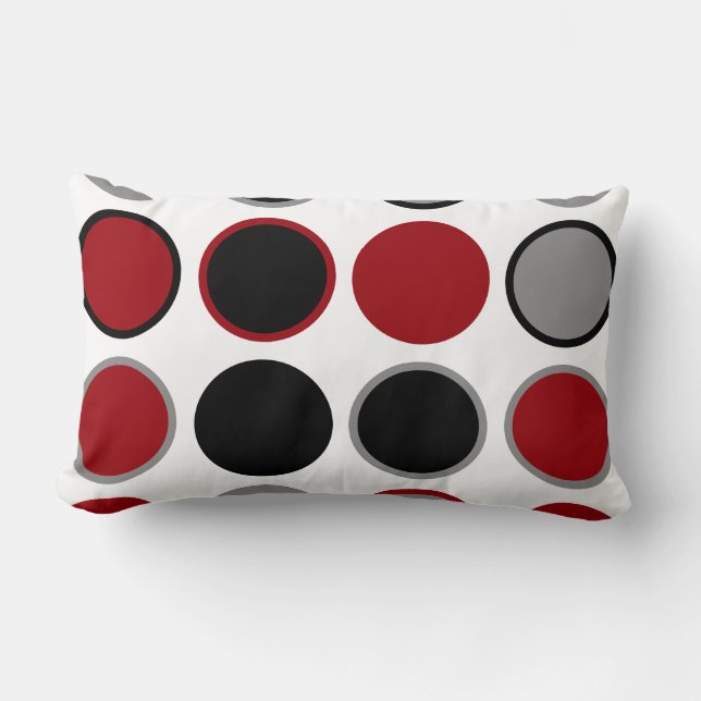 Rote, schwarze und graue Kreise Lendenkissen (Vorderseite)