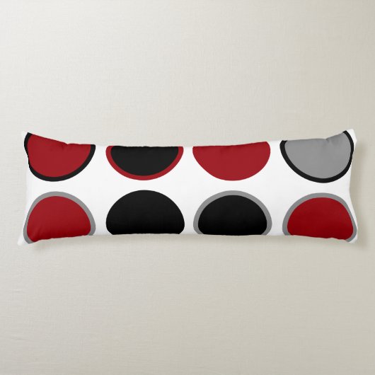 Rote, schwarze und graue Kreise Seitenschläferkissen (Vorderseite)