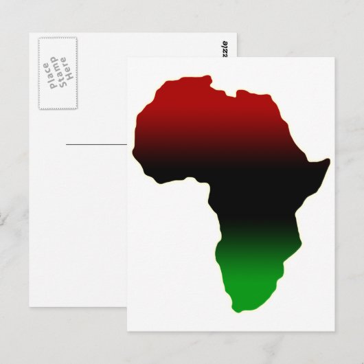 Rote, schwarze und grüne Afrika-Form Postkarte (Vorne/Hinten)