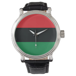Rote, Schwarze und Grüne Flagge Armbanduhr