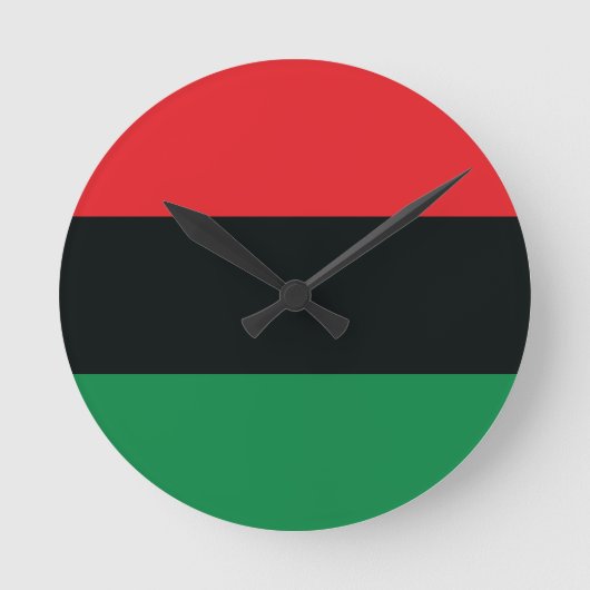 Rote, Schwarze und Grüne Flagge Runde Wanduhr (Vorderseite)