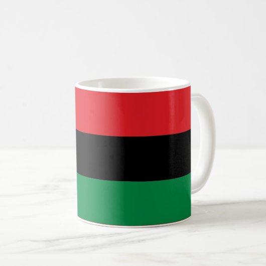 Rote schwarze und grüne Pan-Afrikanische UNIA Kaffeetasse (VorderseiteRechts)