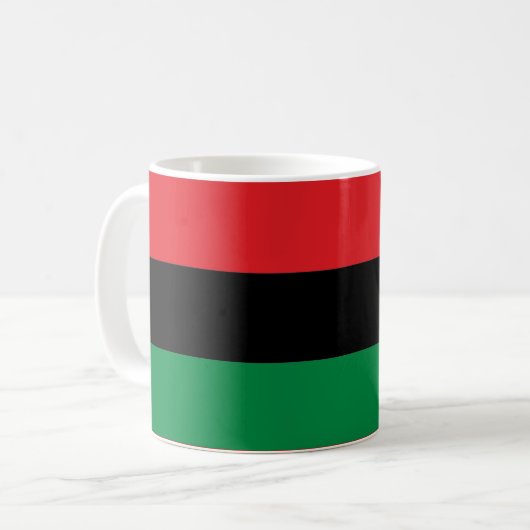 Rote schwarze und grüne Pan-Afrikanische UNIA Kaffeetasse (Vorderseite Links)