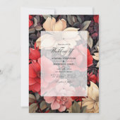 Rote, Schwarze und Taupe Hochzeit Einladung (Vorderseite)