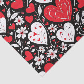 Rote, Schwarze und Weiße Herzen und Blume Seidenpapier (Detail)