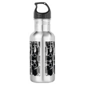 Rote, schwarze und weiße Monogramm-Klarinette Edelstahlflasche (Rückseite)