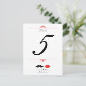 Rote, schwarze und weiße Mustache & Lips Damask Ho Postkarte (Stehend Vorderseite)