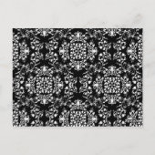 Rote, schwarze und weiße Mustache & Lips Damask Ho Postkarte (Rückseite)