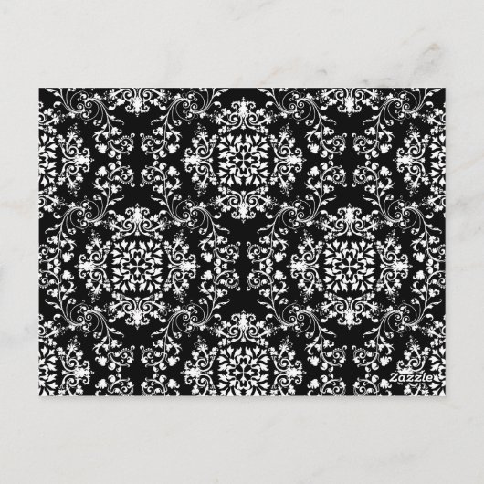 Rote, schwarze und weiße Mustache & Lips Damask Ho Postkarte (Rückseite)