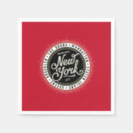 Rote, Schwarze und Weiße New Yorker City-Logo Serviette