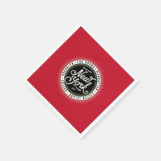 Rote, Schwarze und Weiße New Yorker City-Logo Serviette (Ecke)