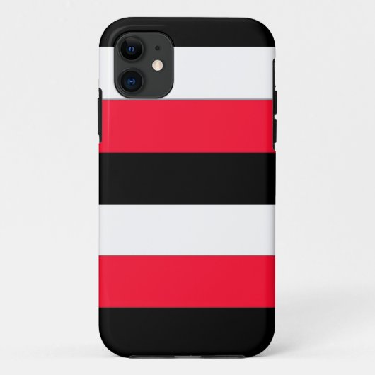 Rote, schwarze und weiße Streifen Case-Mate iPhone Hülle (Rückseite)