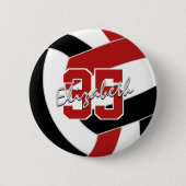 rote schwarze Volleyball-Mannschaft Geschenke Button (Vorderseite)