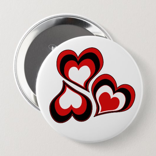 Rote, schwarze, weiße Herzen, Valentinstag . Button (Vorne & Hinten)