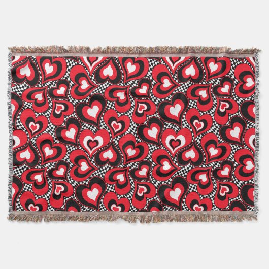 Rote, schwarze, weiße Herzen, Valentinstag . Decke (Vorderseite)