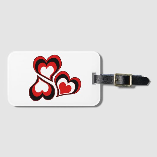 Rote, schwarze, weiße Herzen, Valentinstag . Gepäckanhänger (Vorderseite (Horizontal))