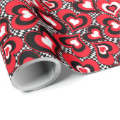 Rote, schwarze, weiße Herzen, Valentinstag . Geschenkpapier (Rolleneckpunkt)