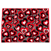 Rote, schwarze, weiße Herzen, Valentinstag . Groß Große Geschenktüte (Vorderseite)