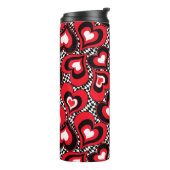 Rote, schwarze, weiße Herzen, Valentinstag . Thermosbecher (Nach links gedreht)