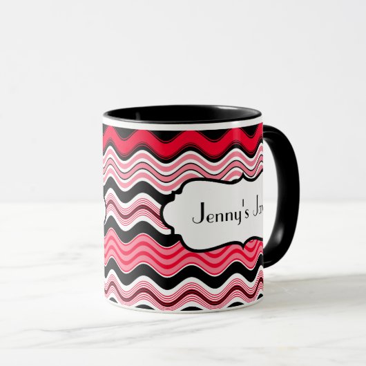 Rote, schwarze, weiße Streifen personalisierte Uma Tasse (VorderseiteRechts)