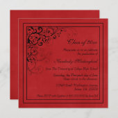 Rote schwarze Wirbels-Abschluss-Partymitteilung Einladung (Vorne/Hinten)