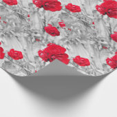 rote Schwarzweiss-Rosenbusch-Blumen-Liebe Geschenkpapier (Ecke)