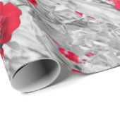 rote Schwarzweiss-Rosenbusch-Blumen-Liebe Geschenkpapier (Rolleneckpunkt)