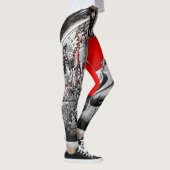 Rote, Schwarzweiss-Straßen-Kunstgraffiti-Leggings Leggings (Rechts)