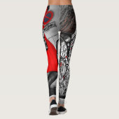 Rote, Schwarzweiss-Straßen-Kunstgraffiti-Leggings Leggings (Rückseite)
