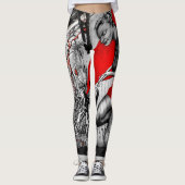 Rote, Schwarzweiss-Straßen-Kunstgraffiti-Leggings Leggings (Vorderseite)