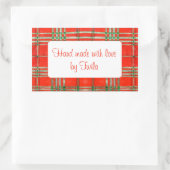 ROTE SCOTT TARTAN-Aufkleber "Hand Made" Rechteckiger Aufkleber (Tasche)