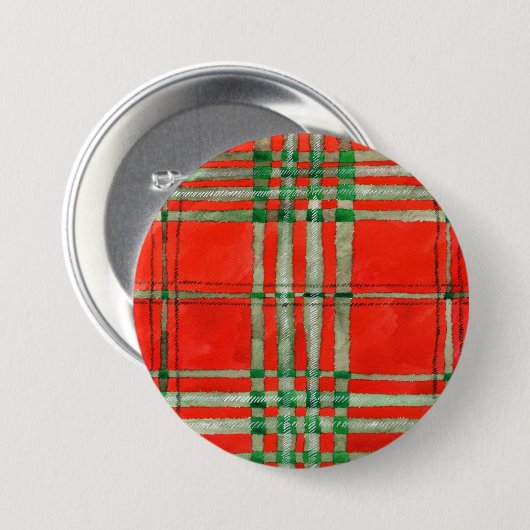 ROTE SCOTT TARTAN Round-Button-Taste Button (Vorne & Hinten)