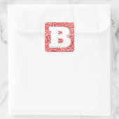 Rote Scribbleprint-Initiale Quadratischer Aufkleber (Tasche)