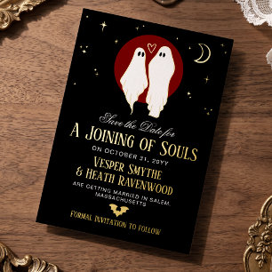 Rote Seelenhochzeit Halloween-Hochzeit Folieneinladung