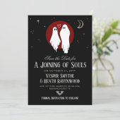 Rote Seelenhochzeit zu Halloween Save The Date (Stehend Vorderseite)