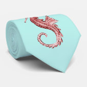 Rote Seepferdtürkis-Krawatte Krawatte (Gerollt)