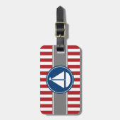 Rote SeeSegelboot-Streifen Gepäckanhänger (Vorderseite vertikal)