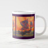Rote Segel im sunset-kubistischen Junk-Abstrakte Jumbo-Tasse (Rechts)