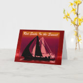 Rote Segel in der Sonnenuntergang-Ruhestands-Karte Karte (Gelbe Blume)