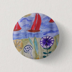 Rote Segel und Blume Abzeichen Button