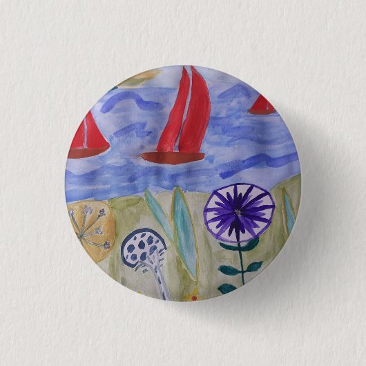Rote Segel und Blume Abzeichen Button (Vorderseite)