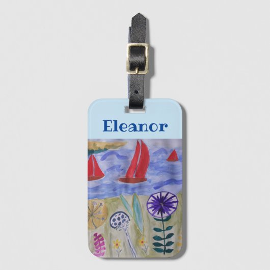 Rote Segel und Blume Gepäckanhänger (Vorderseite Vertikal)