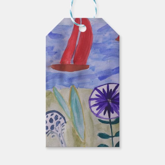 Rote Segel und Blume Geschenkanhänger (Vorderseite)