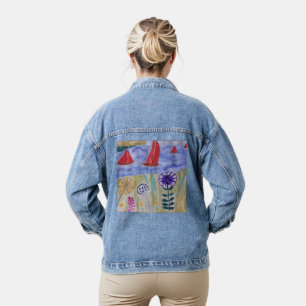 Rote Segel und Blume Jeansjacke