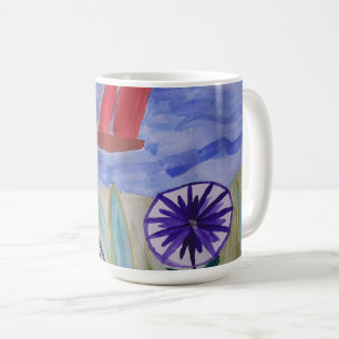 Rote Segel und Blume Kaffeetasse