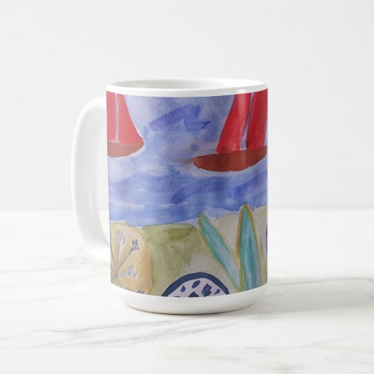 Rote Segel und Blume Kaffeetasse (Vorderseite Links)