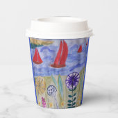 Rote Segel und Blume Pappbecher (Rückseite)