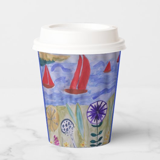 Rote Segel und Blume Pappbecher (Vorderseite)