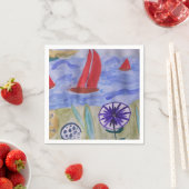 Rote Segel und Blume Serviette (Beispiel)